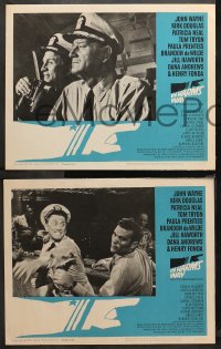 3g0184 IN HARM'S WAY 8 LCs 1965 John Wayne, Kirk Douglas, Otto Preminger, great Saul Bass border art!