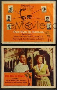 3g0253 OUR MAN IN HAVANA 8 LCs 1960 Alec Guinness & Maureen O'Hara in Cuba, directed by Carol Reed!