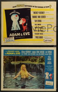 3g0279 PRIVATE LIVES OF ADAM & EVE 8 LCs 1960 images of sexy Mamie Van Doren & devil Mickey Rooney!