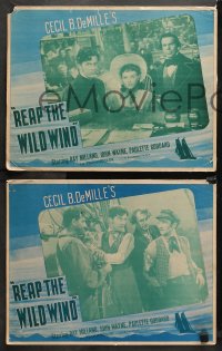 3g0437 REAP THE WILD WIND 7 LCs R1940s John Wayne, Ray Milland, Paulette Goddard, great border art!