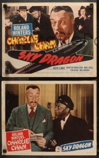 3g0317 SKY DRAGON 8 LCs 1949 Roland Winters as Asian detective Charlie Chan, rare complete set!
