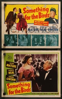 3g0323 SOMETHING FOR THE BIRDS 8 LCs 1952 cool images of Victor Mature, Patricia Neal, Edmund Gwenn!