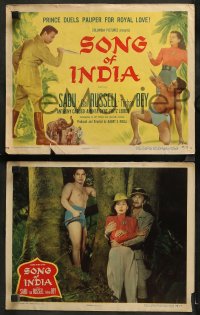 3g0325 SONG OF INDIA 8 LCs 1949 pretty Gail Russell, Sabu, Turhan Bey, great jungle images!