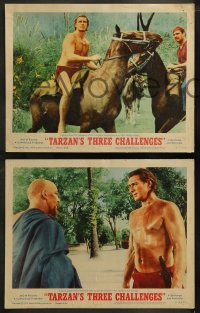3g0348 TARZAN'S THREE CHALLENGES 8 LCs 1963 Edgar Rice Burroughs, Jock Mahoney, Woody Strode!