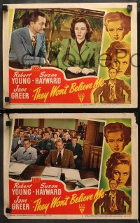 3g0659 THEY WON'T BELIEVE ME 3 LCs 1947 Susan Hayward between Robert Young & Jane Greer, Pichel