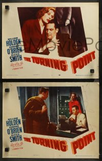 3g0372 TURNING POINT 8 LCs 1952 great images of William Holden, Edmond O'Brien, Alexis Smith, noir!