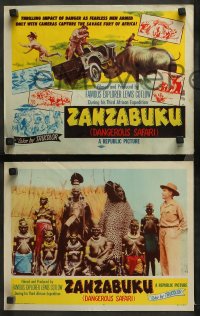 3g0406 ZANZABUKU 8 LCs 1956 Dangerous Safari, cool images of African natives & wildlife!