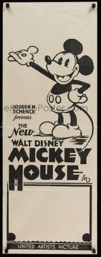 3h0659 NEW WALT DISNEY MICKEY MOUSE long Aust daybill 1932 cartoon art of Mickey with pie-cut eyes!