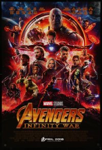 3h0264 AVENGERS: INFINITY WAR advance DS 1sh 2018 Robert Downey Jr., montage of top cast in circle!