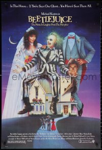 3h0271 BEETLEJUICE 1sh 1988 Tim Burton, Ramsey art of Michael Keaton, Baldwin & Geena Davis!