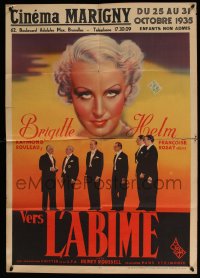 3h0629 VERS L'ABIME pre-war Belgian 1934 wonderful artwork of Brigitte Helm looming over suitors!