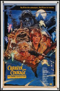 3h0296 CARAVAN OF COURAGE style B int'l 1sh 1984 An Ewok Adventure, Star Wars, art by Drew Struzan!