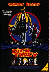 3h0070 DICK TRACY 27x40 video poster 1990 Warren Beatty as Chester Gould's classic detective!