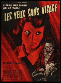 3h1129 EYES WITHOUT A FACE French 23x31 1959 Les Yeux Sans Visage, great art by Jean Mascii!
