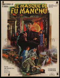 3h1130 FACE OF FU MANCHU French 24x31 1966 great art of Asian villain Christopher Lee by Mascii!
