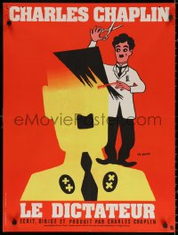 3h1138 GREAT DICTATOR French 23x30 R1973 best art of Charlie Chaplin & Earth by Friedel Schmidt!