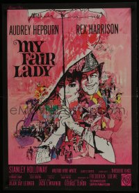 3h1158 MY FAIR LADY French 22x31 1964 classic Bob Peak art of Audrey Hepburn & Rex Harrison!