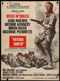 3h1159 NEVADA SMITH French 23x31 1966 cool image of Steve McQueen with gun!