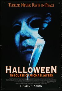 3h0370 HALLOWEEN VI advance DS 1sh 1995 Curse of Mike Myers, art of the man in mask w/knife!