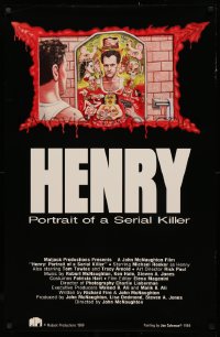 3h0379 HENRY: PORTRAIT OF A SERIAL KILLER 25x39 1sh 1989 rare & different banned art by Joe Coleman!