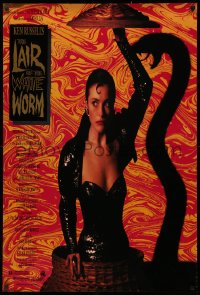 3h0416 LAIR OF THE WHITE WORM 1sh 1988 Ken Russell, image of sexy Amanda Donohoe with snake shadow!