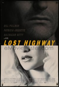 3h0429 LOST HIGHWAY 1sh 1997 David Lynch, split image of Bill Pullman & Patricia Arquette!