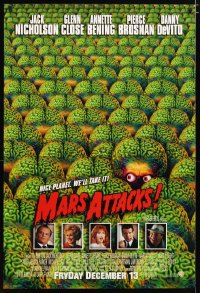3h0440 MARS ATTACKS! int'l advance DS 1sh 1996 directed by Tim Burton, great image of many alien brains!