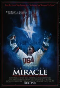 3h0449 MIRACLE DS 1sh 2004 Kurt Russell, Olympic ice hockey, cool artwork!