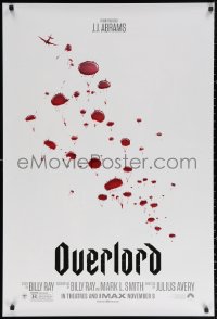 3h0475 OVERLORD teaser DS 1sh 2018 from producer J.J. Abrams, WWII paratroopers as blood droplets!