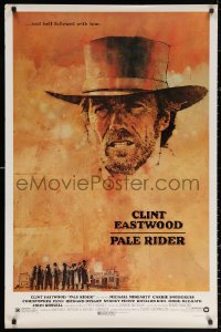 3h0476 PALE RIDER 1sh 1985 great artwork of cowboy Clint Eastwood by C. Michael Dudash!