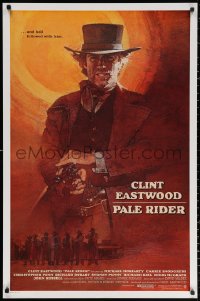 3h0477 PALE RIDER int'l test 1sh 1985 great artwork of cowboy Clint Eastwood by David Grove