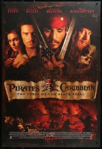 3h0483 PIRATES OF THE CARIBBEAN advance DS 1sh 2003 Geoffrey Rush, Knightley, Johnny Depp & cast!
