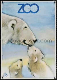 3h0044 WARSAW ZOO Polish 27x38 1979 cute Waldemar Swierzy art of polar bears!