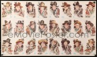 3h0005 COWBOY KINGS OF WESTERN FAME uncut postcard sheet 1973 John Wayne and many more top stars!