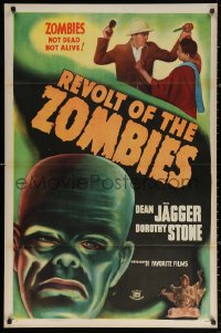 3h0511 REVOLT OF THE ZOMBIES 1sh R1947 cool artwork, they're not dead and they're not alive!