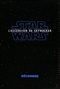 3h0518 RISE OF SKYWALKER int'l French language teaser DS 1sh 2019 Star Wars, black style!