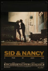 3h0539 SID & NANCY foil 1sh 1986 Gary Oldman & Chloe Webb, punk rock, directed by Alex Cox!