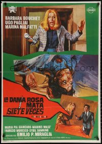 3h0974 FEAST OF FLESH Spanish 1973 Barbara Bouchet, Sybil Danning, bloody horror artwork by Jano!