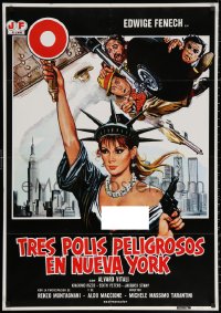 3h0999 POLICE WOMAN IN NEW YORK Spanish 1982 different art of sexy Edwige Fenech as Lady Liberty!