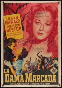 3h1000 PRESIDENT'S LADY Spanish 1954 different art of Susan Hayward & Heston by Soligo!