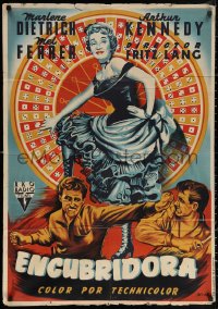 3h1003 RANCHO NOTORIOUS Spanish 1952 Lang, Lloan art of Dietrich & gambling wheel of fortune, rare!