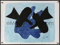 3h0105 GEORGES BRAQUE 26x35 French art print 1980s great art of two birds over cool background!
