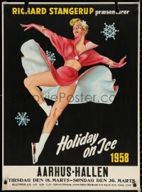 3h0207 HOLIDAY ON ICE 24x33 Danish special poster 1958 figure skating ice capades show!