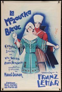 3h0065 LA MAZOURKA BLEUE 32x47 French stage poster 1929 The Blue Mazurka, Georges Dola art!