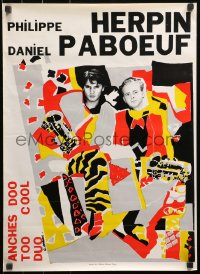 3h0181 PHILIPPE HERPIN/DANIEL PABOEUF 18x24 French music poster 1980s too cool duo, wild design!