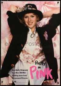 3h0219 PRETTY IN PINK 17x24 special poster 1986 great close-up smiling portrait of Molly Ringwald!