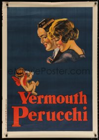 3h0028 VERMOUTH PERUCCHI 30x43 Spanish advertising poster 1926 art of couple & cherub drinking wine!
