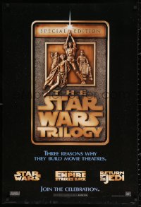 3h0562 STAR WARS TRILOGY int'l DS 1sh 1997 George Lucas, Empire Strikes Back, Return of the Jedi!
