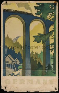 3h0132 GERMANY 25x40 German travel poster 1930s Germany in the black forest by Willy Dzubas!