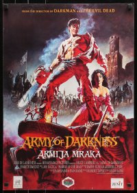 3h1021 ARMY OF DARKNESS Yugoslavian 19x27 1993 Sam Raimi, great artwork of Bruce Campbell with chainsaw hand!